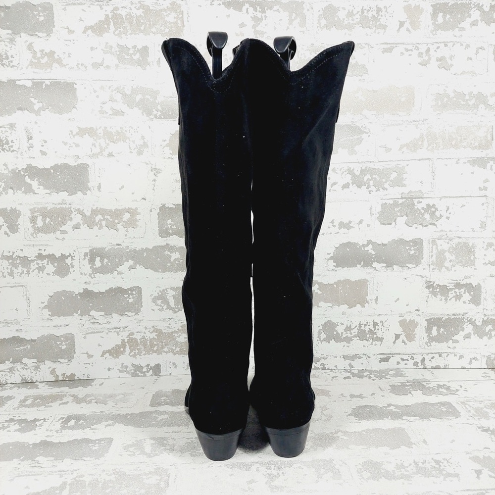 NEW DV Dolce Vita Tall Boots Women 7 Black Suede Leather Western Chic W1031 - Picture 5 of 12